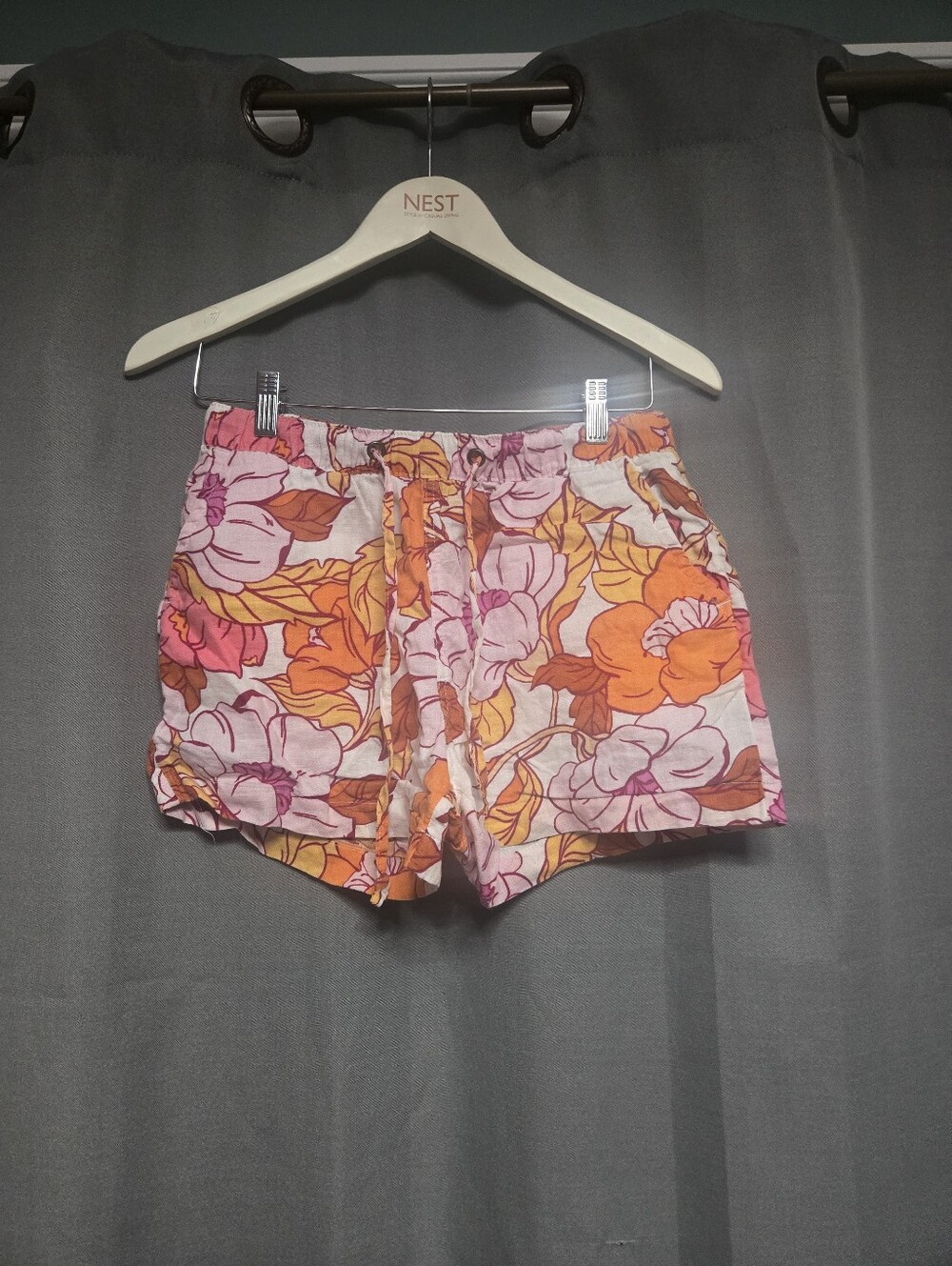 Rachel Roy Womens Small Floral Linen Shorts